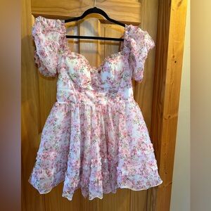 Francesca's Collections Pink Floral Dress